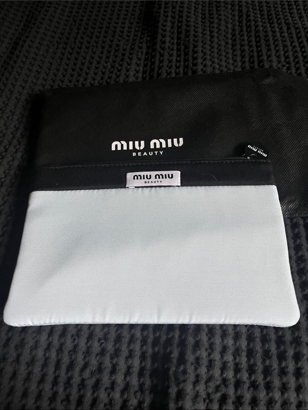 Miu Miu Two-Tone Black and Light Blue Beauty Pouch